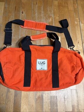 lug Orange Canvas Duffel Bag with Black Straps